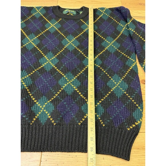 Embassy Row Sweater Men Large Pullover Wool Knit Argyle Vintage Blue Green - Picture 6 of 10